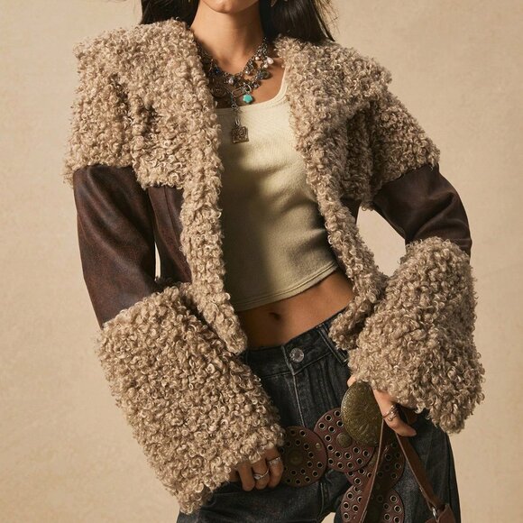 Brown Bohemian Women's Fur Fringed Jacket - Picture 7 of 9